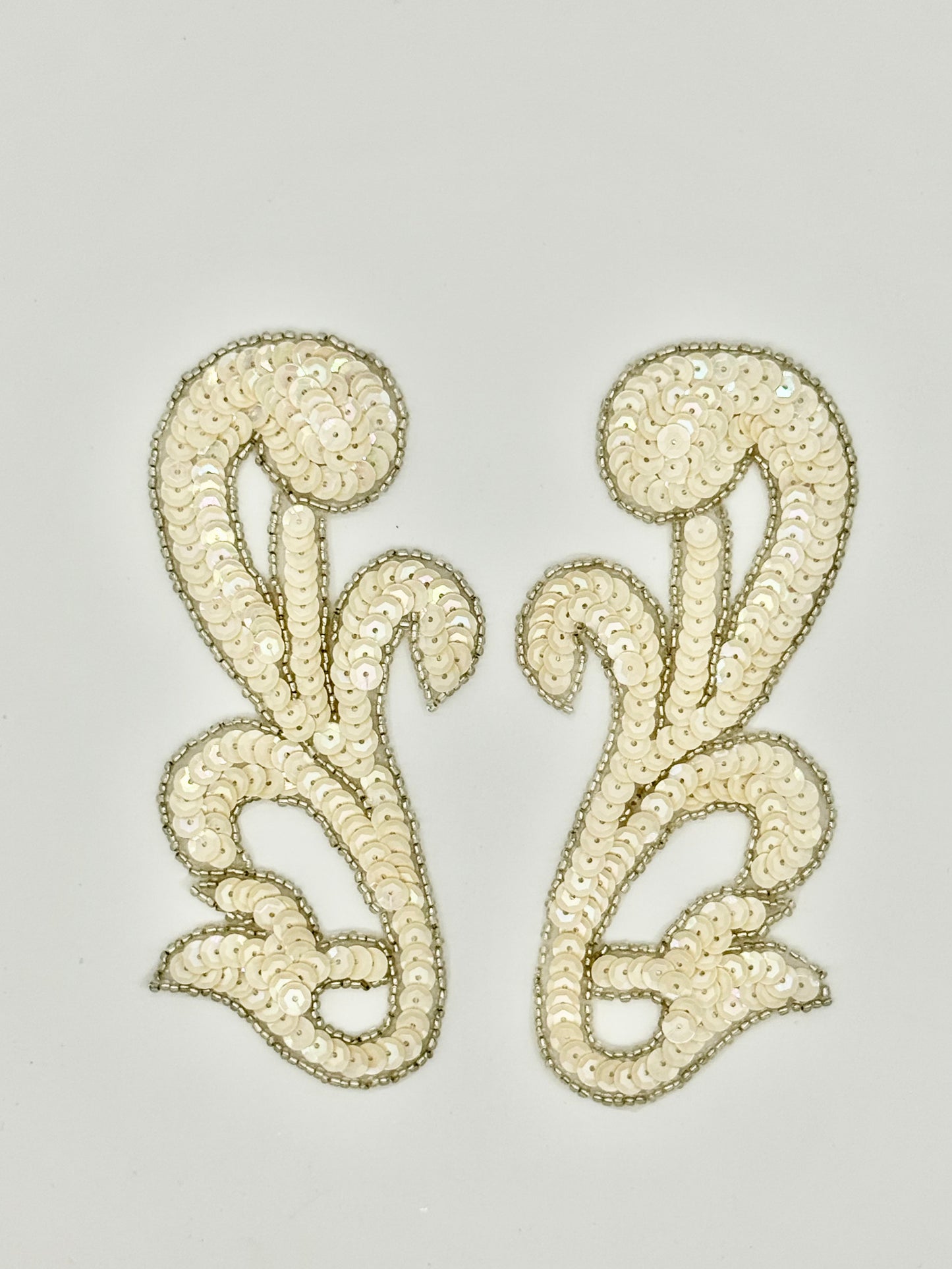 Designer Motif Filigree Pair- Choice of Sequins Color with Silver Beads 6" x 3"