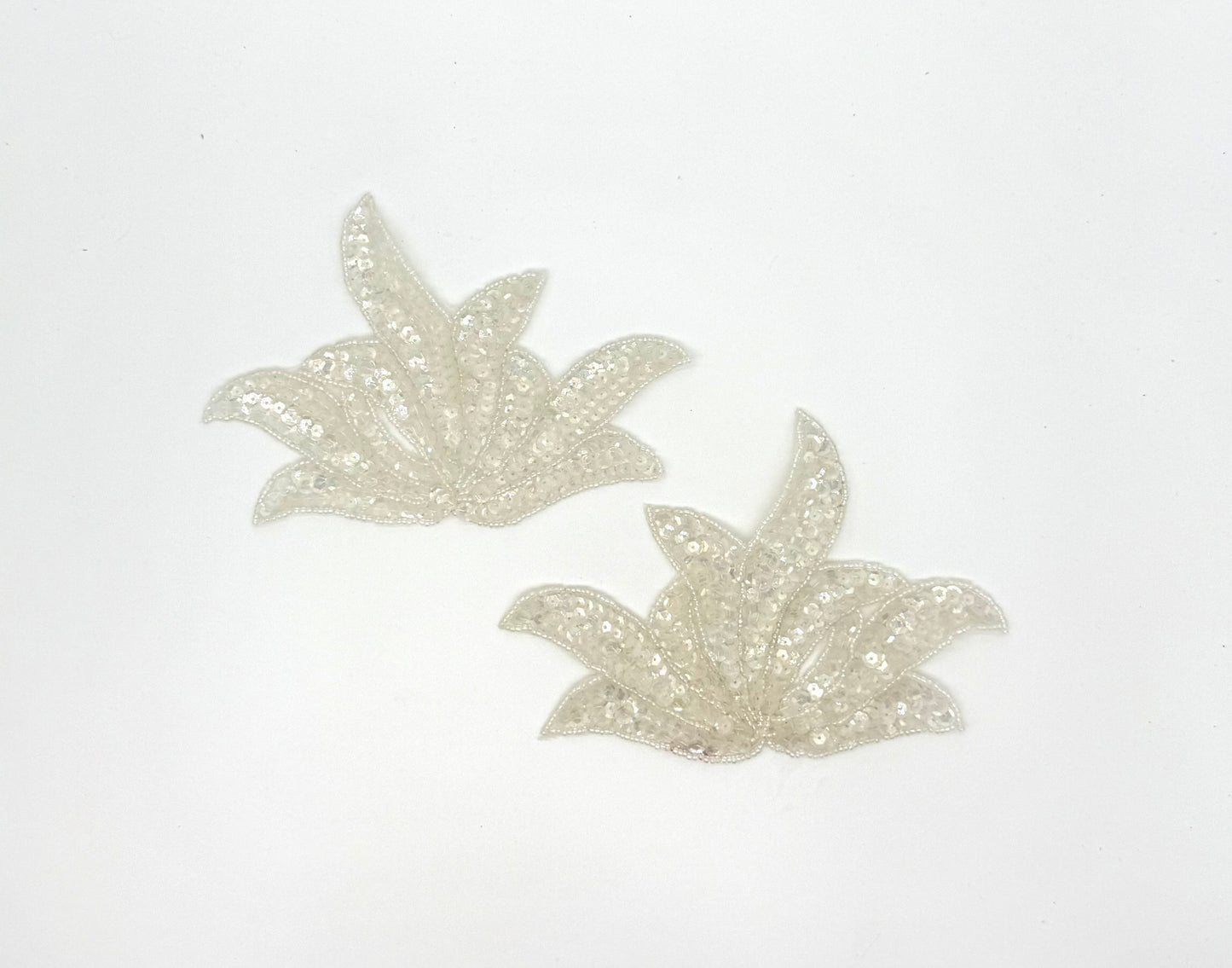 Leaf Pair - Iridescent Sequins - Beads 6.5” x 4.75”
