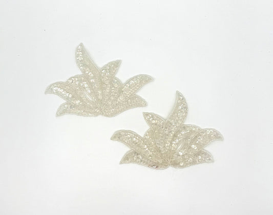 Leaf Pair - Iridescent Sequins - Beads 6.5” x 4.75”