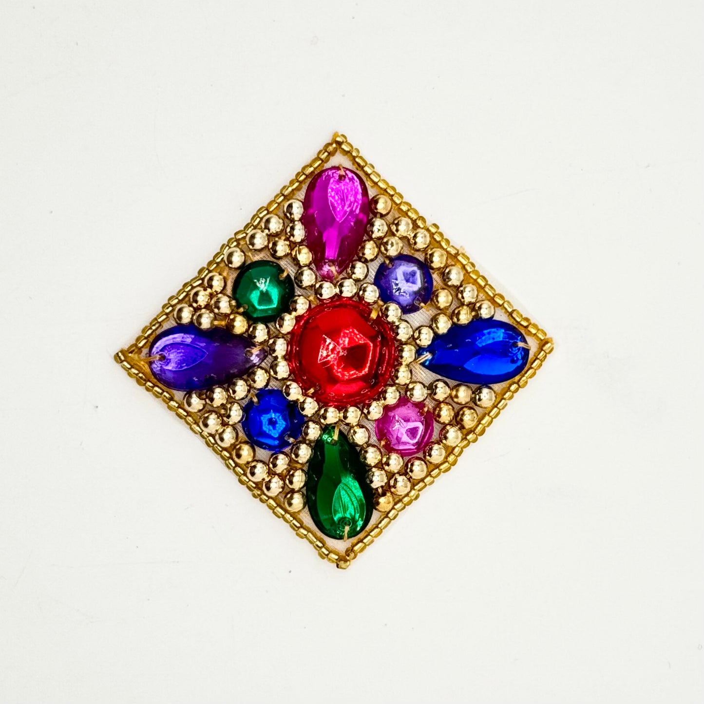 Designer Motif Square or Diamond with Multicolored Beads 2" x 2"