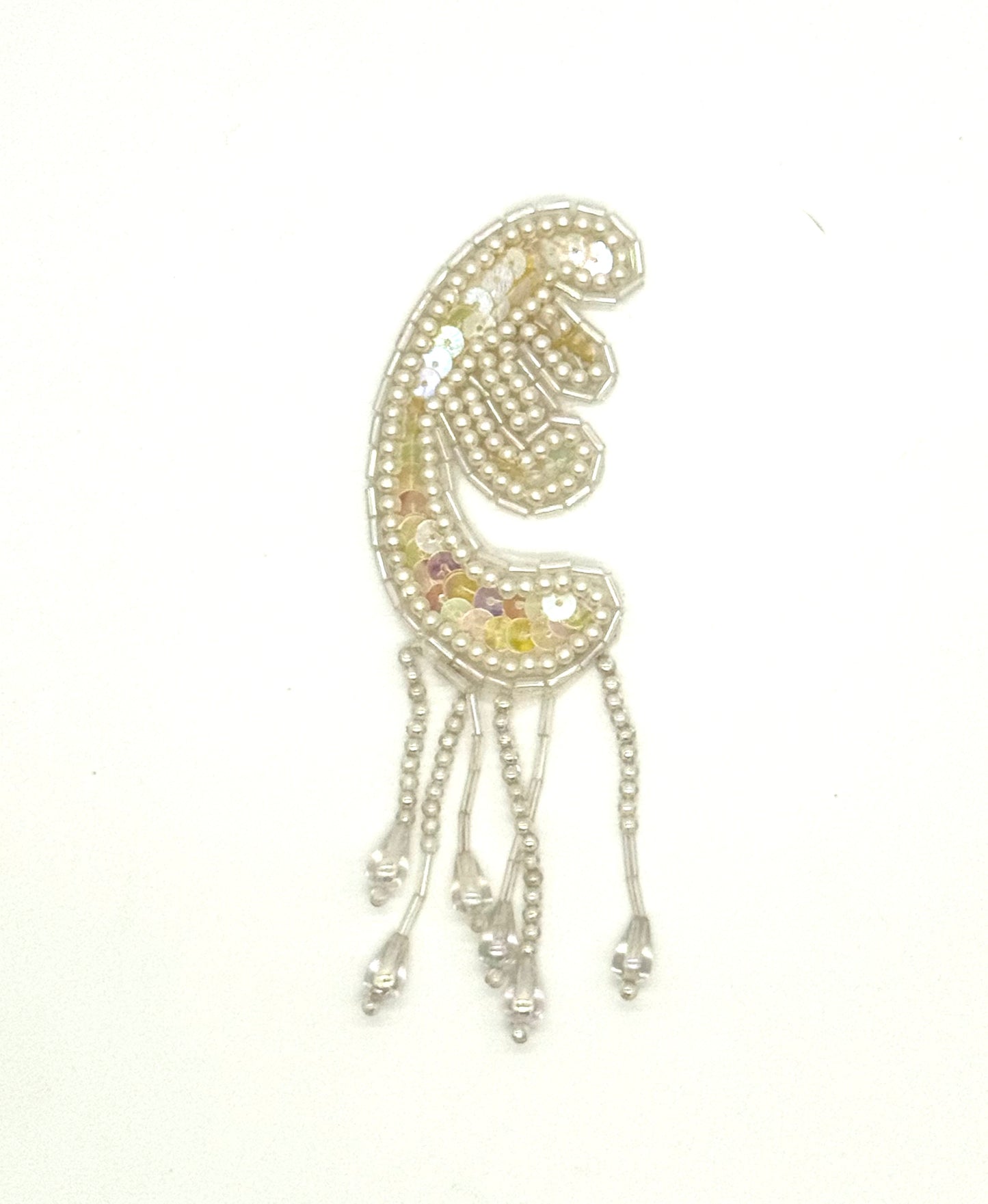 Epaulet - Iridescent sequins - White Beads 5" x 1.5"