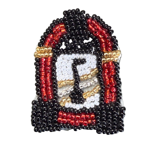 Jukebox Appliqué - Multicolored Glass Beads 2" x 1.5"