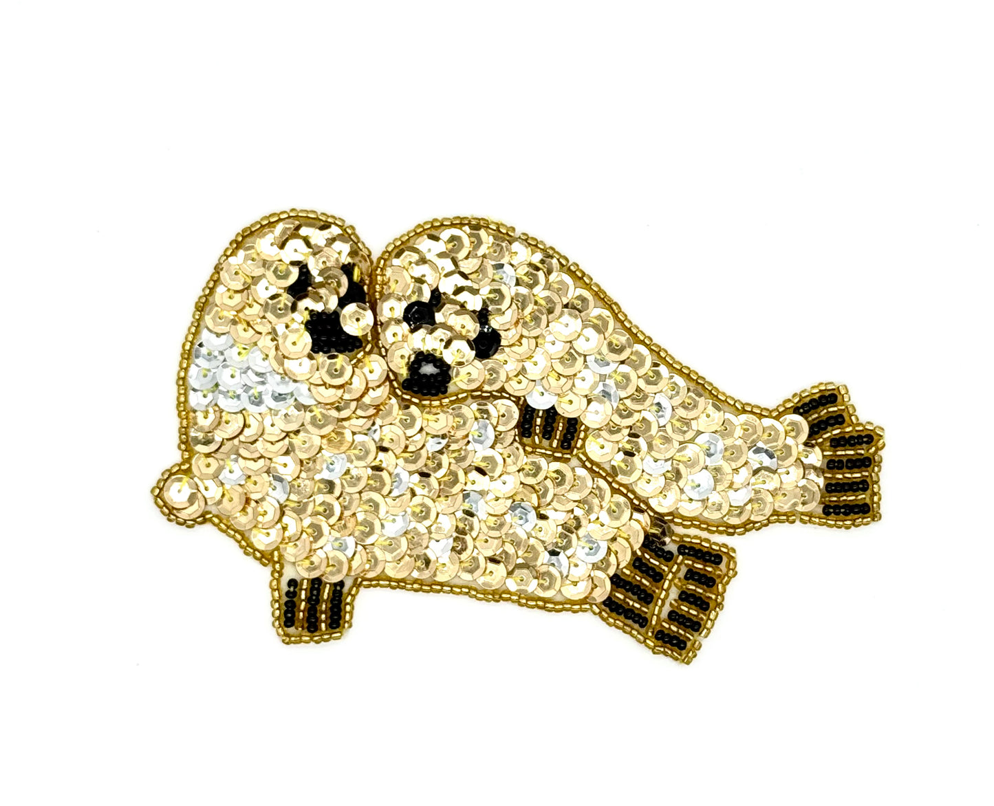 Seals Appliqué - Gold/Silver/Black Sequins - Gold/Black Beads 5.5" x 3.5"