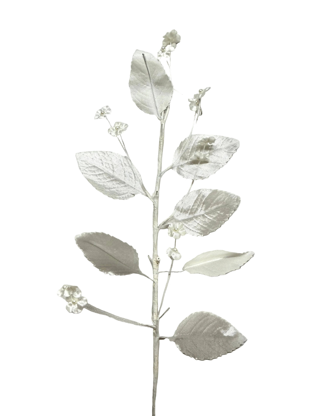 Flower Appliqué on Stem – White | 9.5" × 3.75"