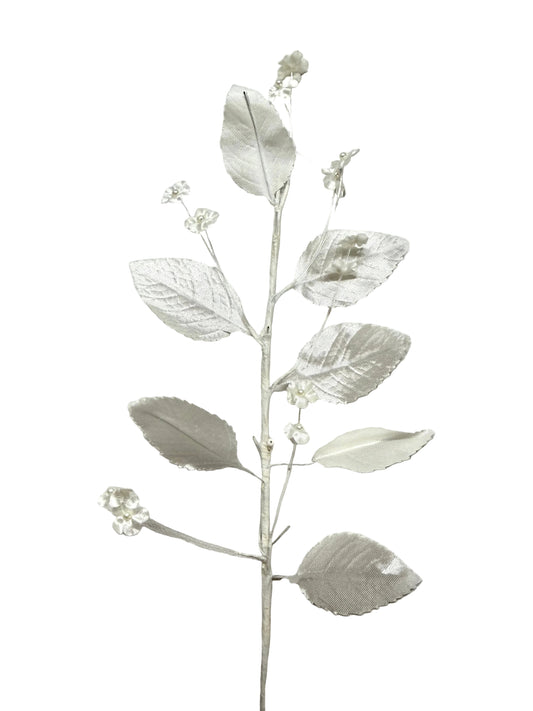 Flor blanca en tallo 9.5” x 3.75”