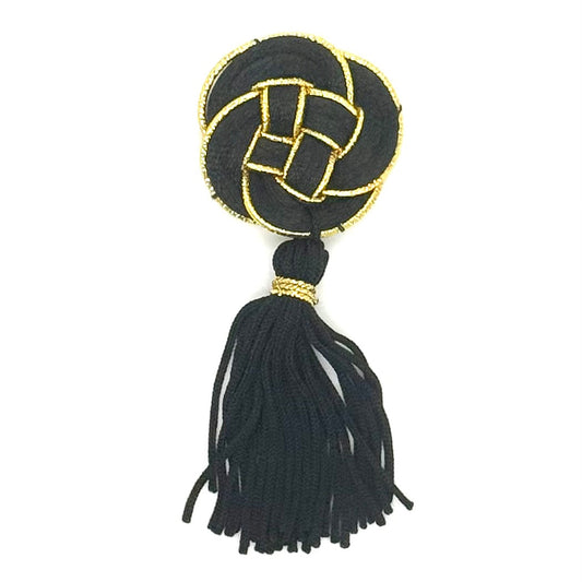 Frog Closure - Tassel - Black/Gold 3.5" x 1.5"