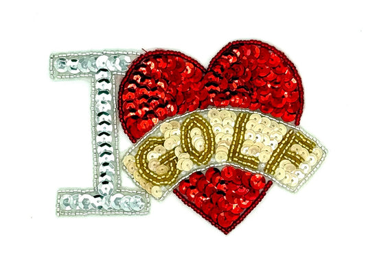 Me encanta el golf con corazón rojo 3.5" x 4.5"