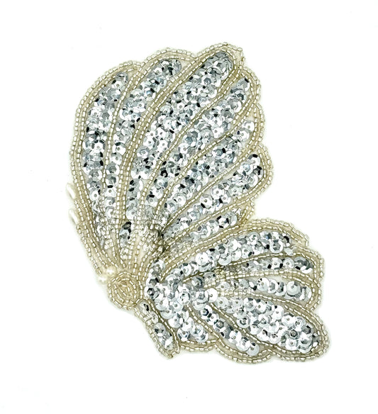 Butterfly in Flight with Silver Sequins and Beads 5.5" x 4"