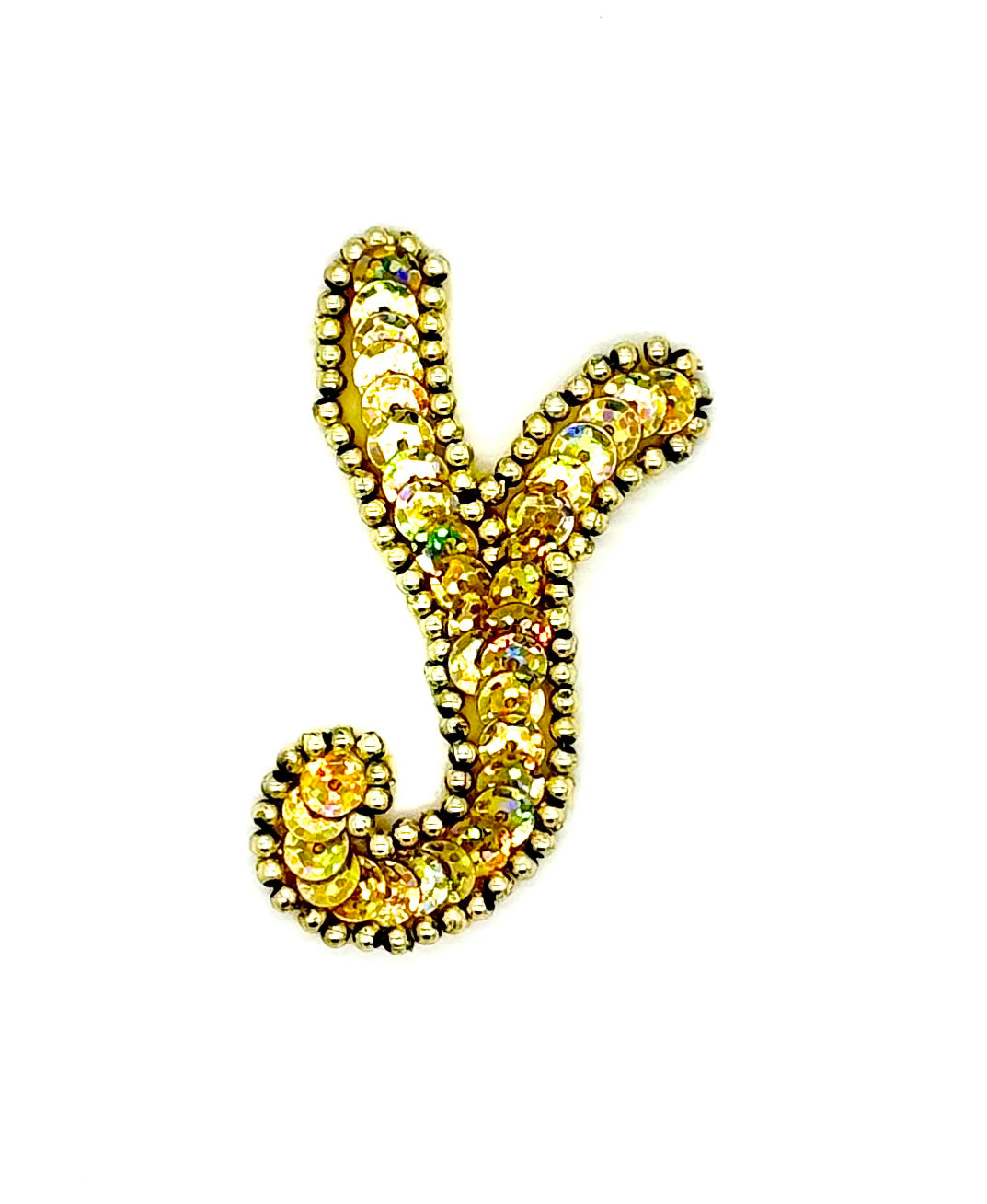 3” Letter Y Appliqué - Gold Sequins/Beads