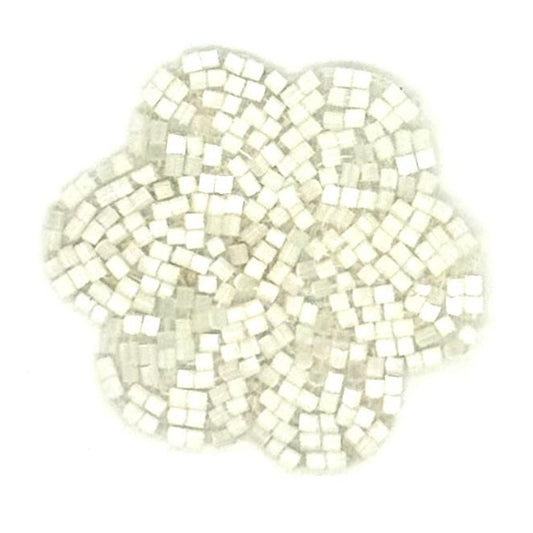 White Beaded Flower Appliqué – 2 Inch