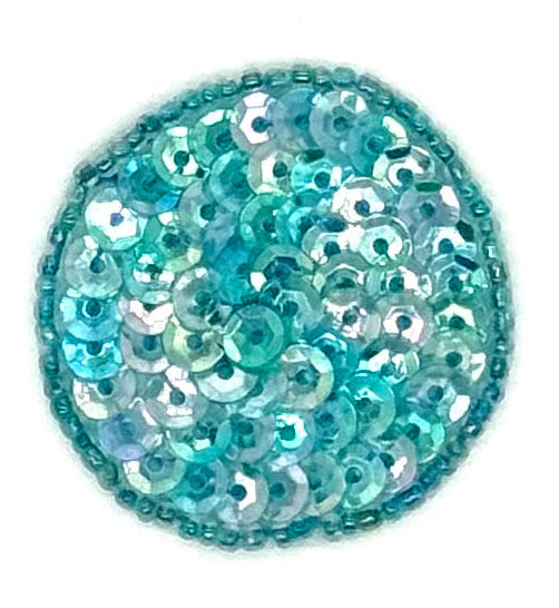 Dot Appliqué - Aqua Sequins - Glass Beads 1.5"