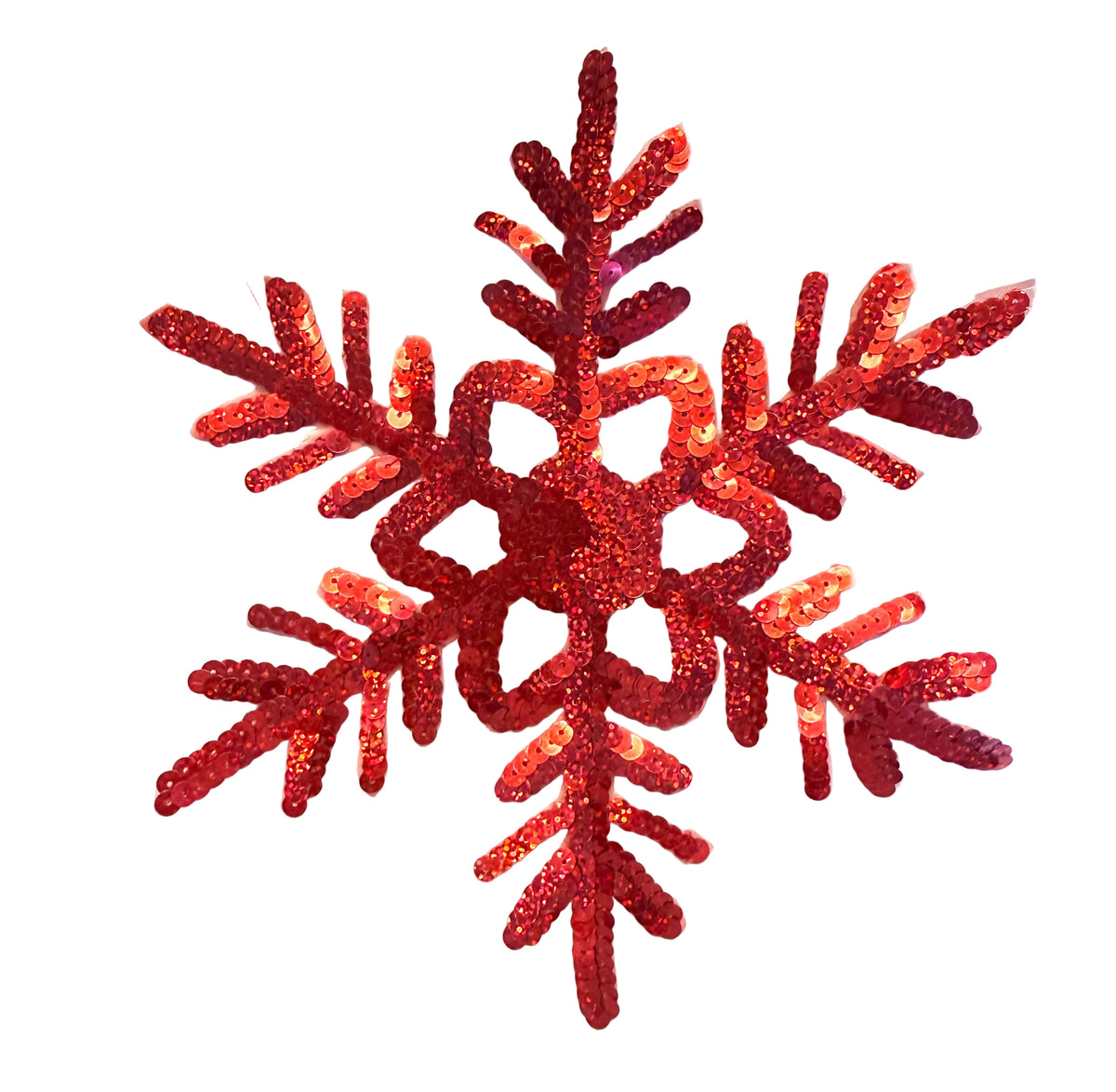 Ivory or Red Sequin Snowflake Appliqué - 8" x 8"