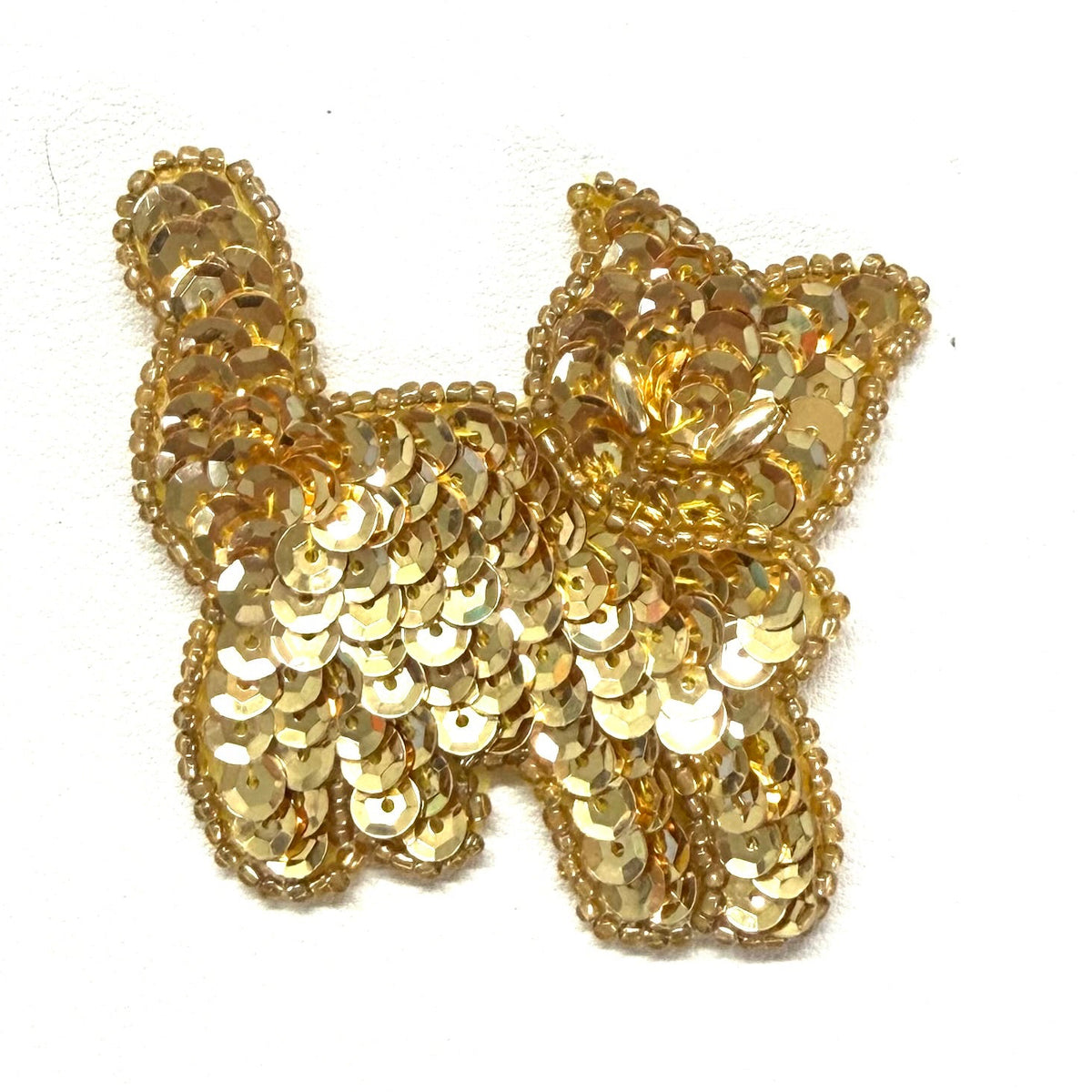 Cat Appliqué - Gold Sequins - Gold Glass Beads 2.25" x 2.25"