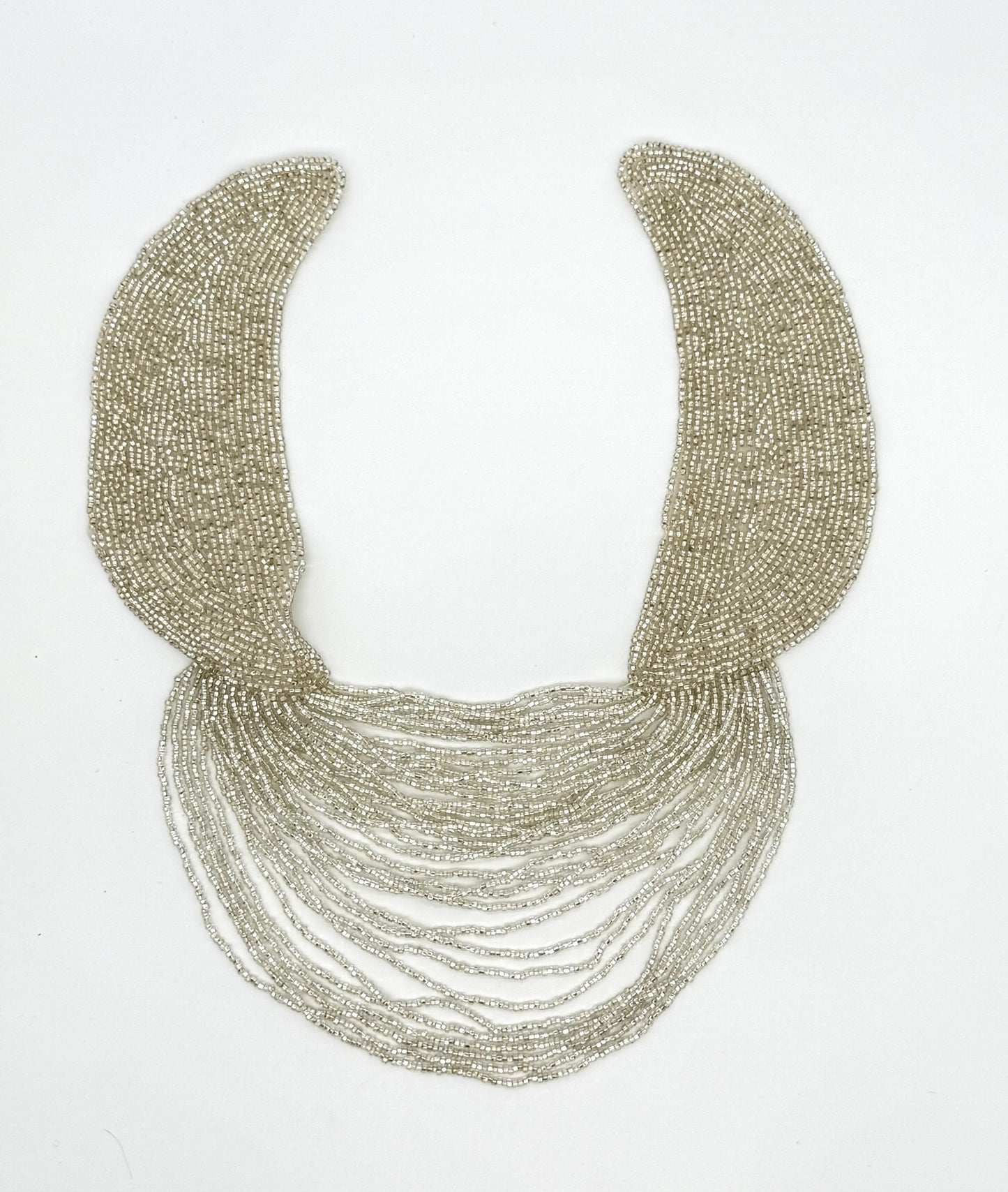 Designer Motif Neckpiece with Silver Beads 11" x 9"