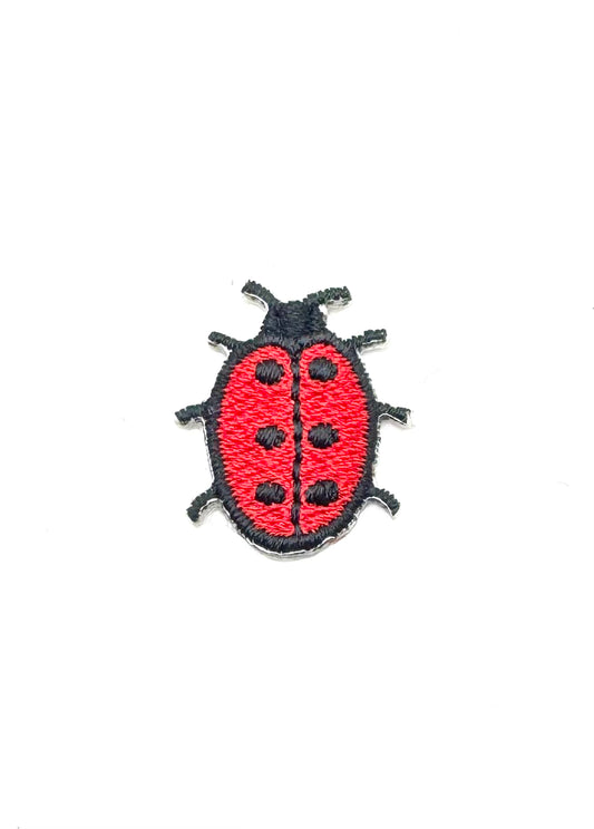 Ladybug Red and Black Embroidered Iron-On 1" x .75”