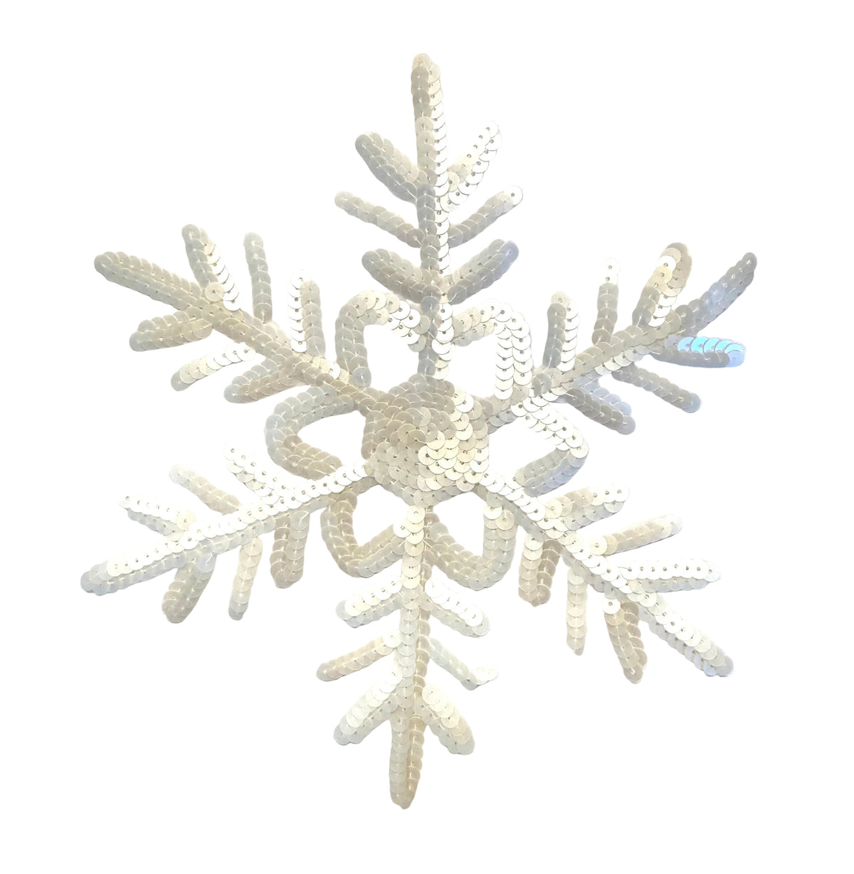 Ivory or Red Sequin Snowflake Appliqué - 8" x 8"