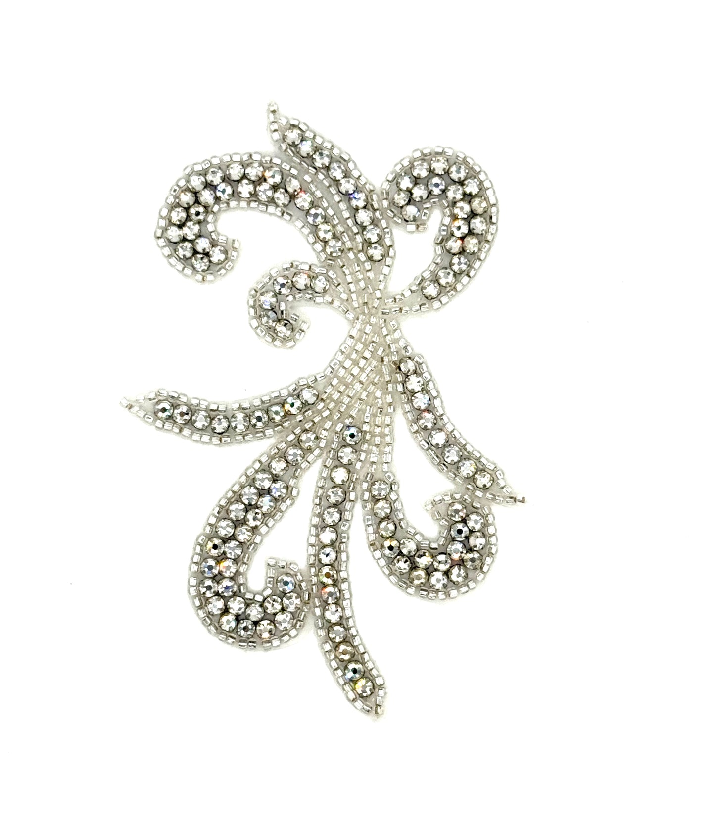 Designer Motif - High Quality Rhinestones -  Silver Beads 4.5”x 4”