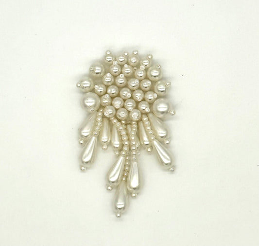 Epaulet - White Faux Pearl Beads 3" x 2"