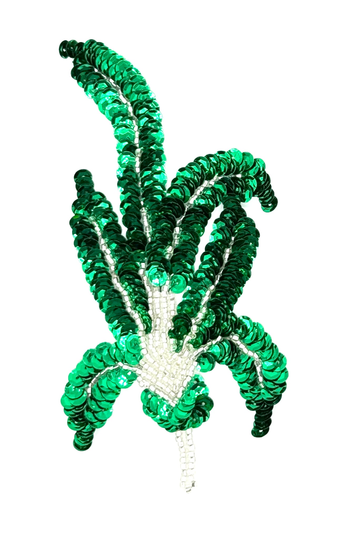Par de hojas con lentejuelas verdes y cuentas plateadas 15.8 cm x 10.1 cm - Opción de par o individual