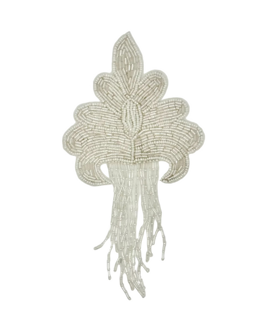 Epaulet - Iridescent White Beads 8" x 4.5"
