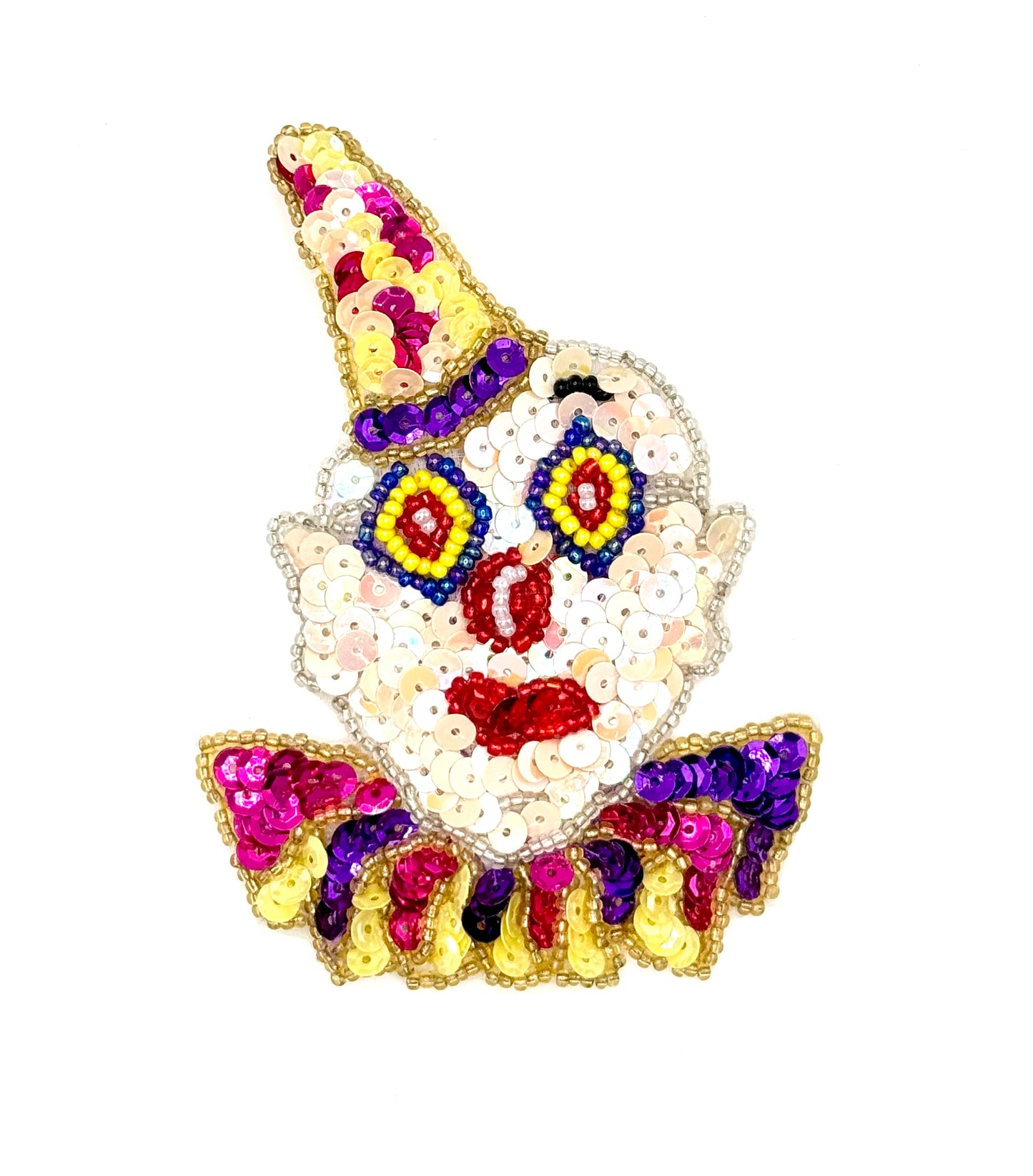 Clown with MultiColored Sequins and Beads 4.25" x 3"