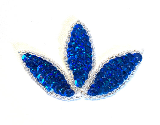 Elección de hoja con luz láser de foco o lentejuelas azul oscuro y cuentas plateadas de 3.25" x 2.25"