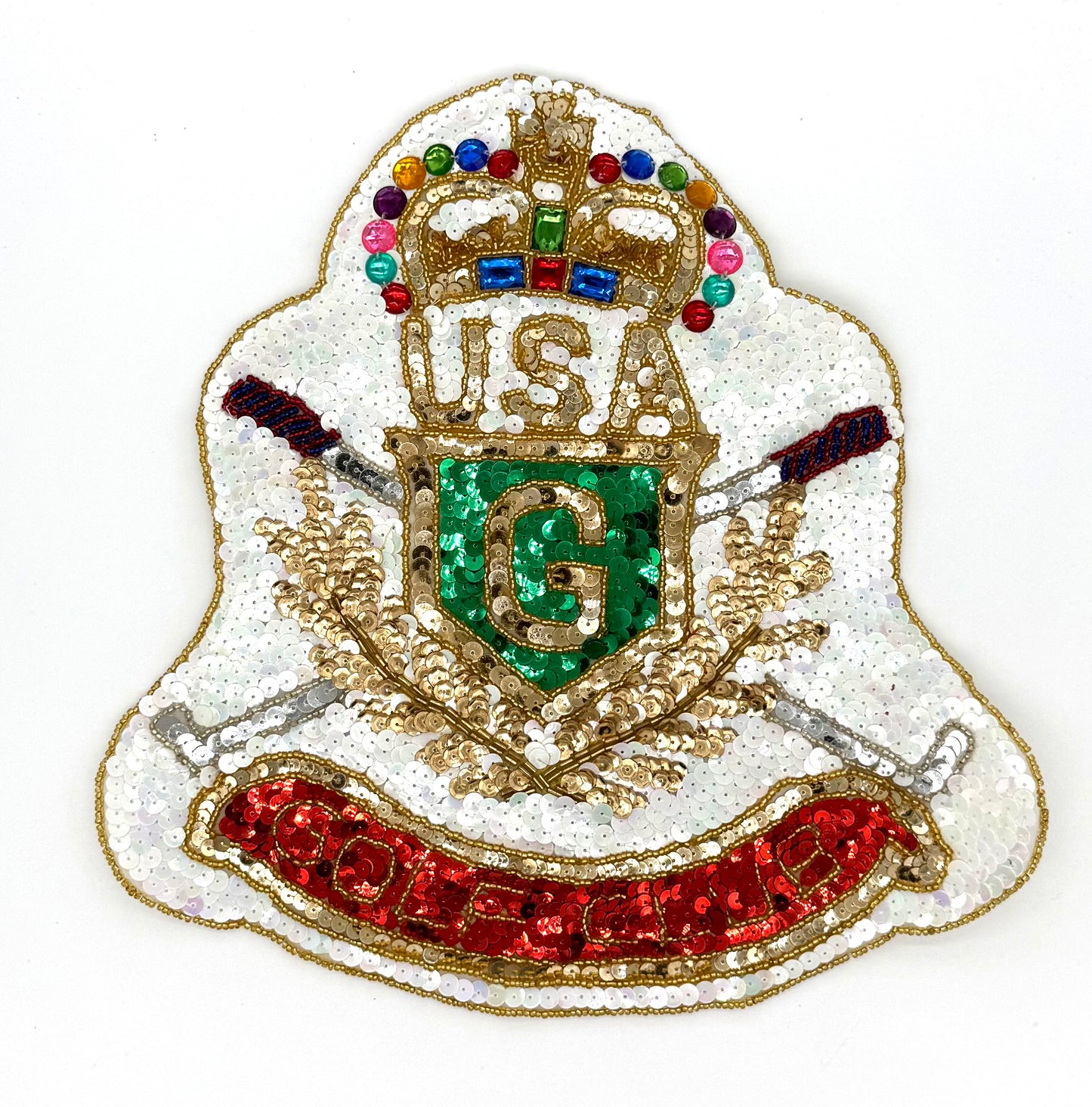 Golf Club USA Patch -Choice of two Variants - Multicolored Sequins - Glass Bead - Rhinestones 11" x 11"