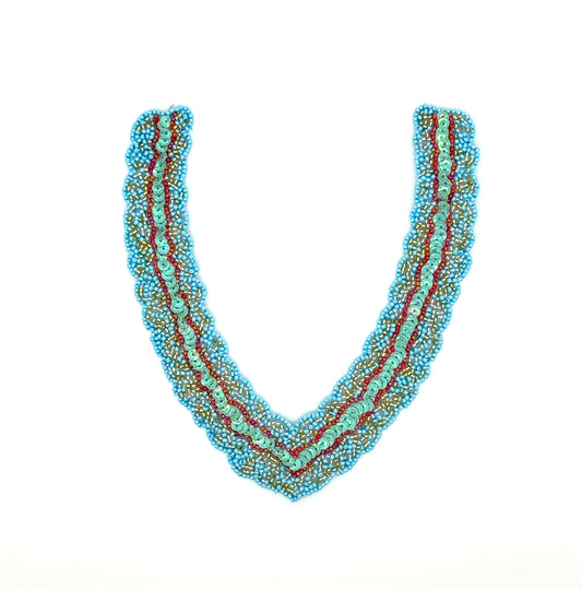 Collar con cuentas completas, colores del sudoeste, 17.78 cm x 16.51 cm