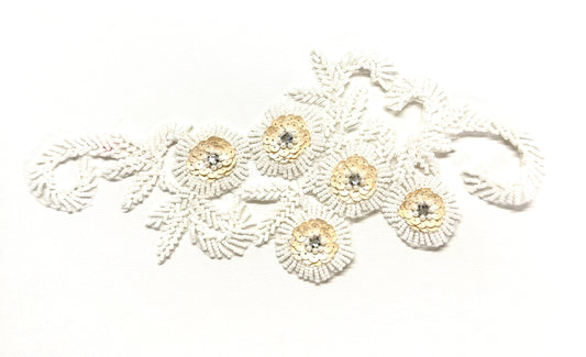 Flor a elegir entre lentejuelas blancas o beige - Cuentas y pedrería 24,1 x 11,4 cm