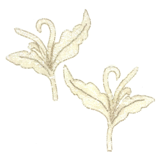Iridescent Sequin & Beaded Flower Appliqué – Pair  6.25" x 6"