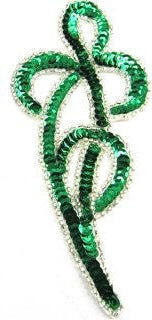 Design Motif Swirl Pair, Choice of Sequin Color with Silver Beads 3" x 7"