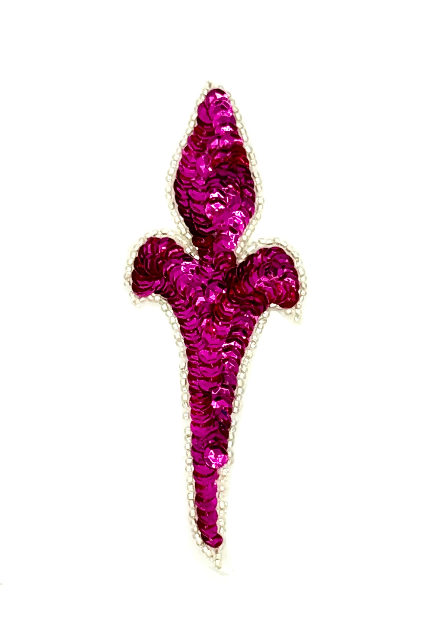 Diseño Motivo Lentejuelas Fucsias y Cuentas Plateadas 5" x 2"