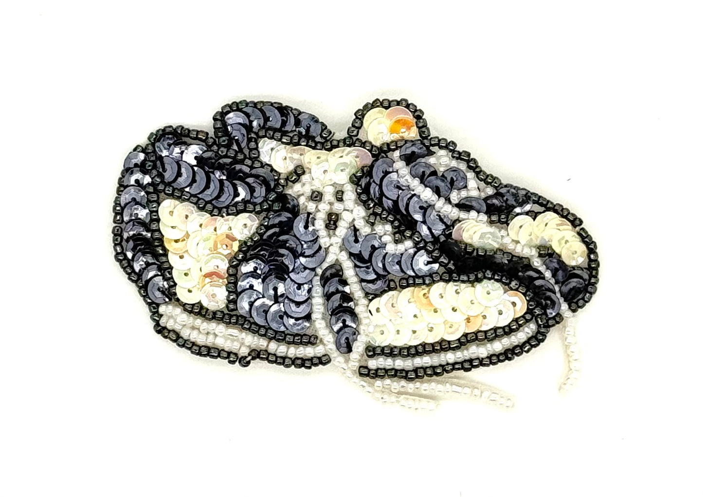 Shoes - Gray/Iridescent Sequins - Beads  3.5" x 2.5"