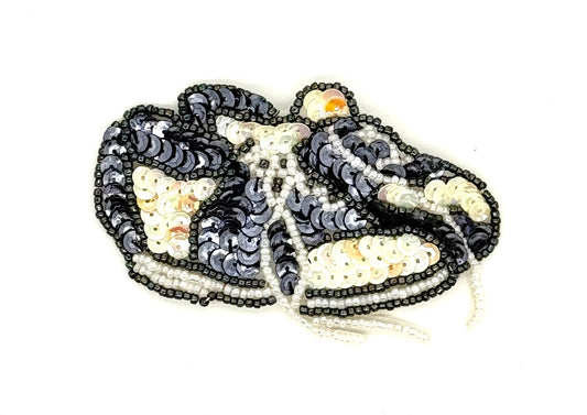 Shoes - Gray/Iridescent Sequins - Beads  3.5" x 2.5"