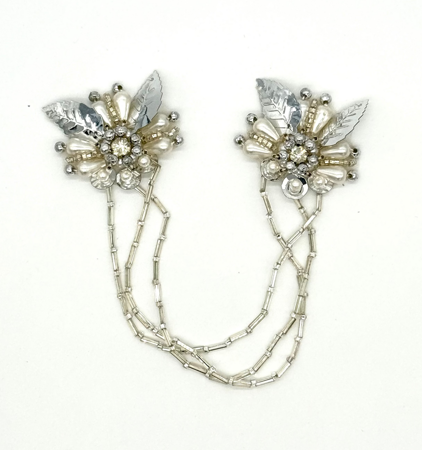 Epaulets - Choice of White/Gold, Silver, Iridescent - Rhinestones 8.5"x 2”