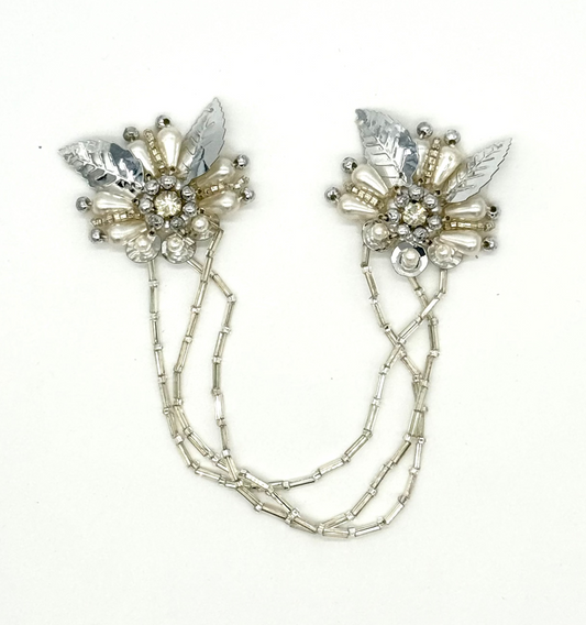Epaulets - Choice of White/Gold, Silver, Iridescent - Rhinestones 8.5"x 2”