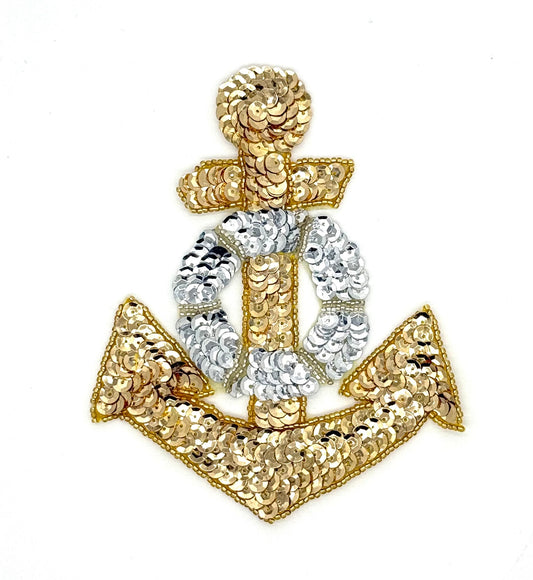 Anchor - Gold/Silver Sequins/Beads  5.5" x 4.5"