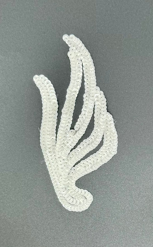 Leaf Design with White Sequins 5.75" x 2.5"