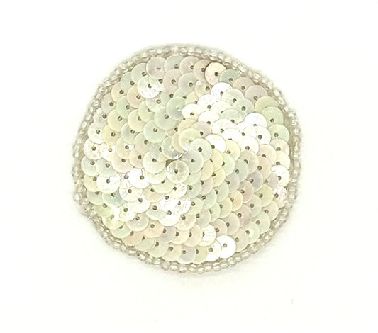 Dot Appliqué - Iridescent Ivory Sequins - Glass Beads 2"