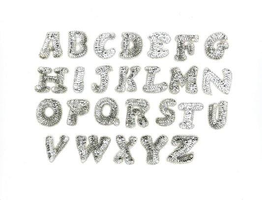2" Letter Appliqué - Silver Sequins/Beads - Choice of Letter