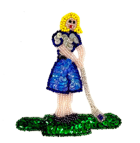 Señora golfista con palo 4" x 4"