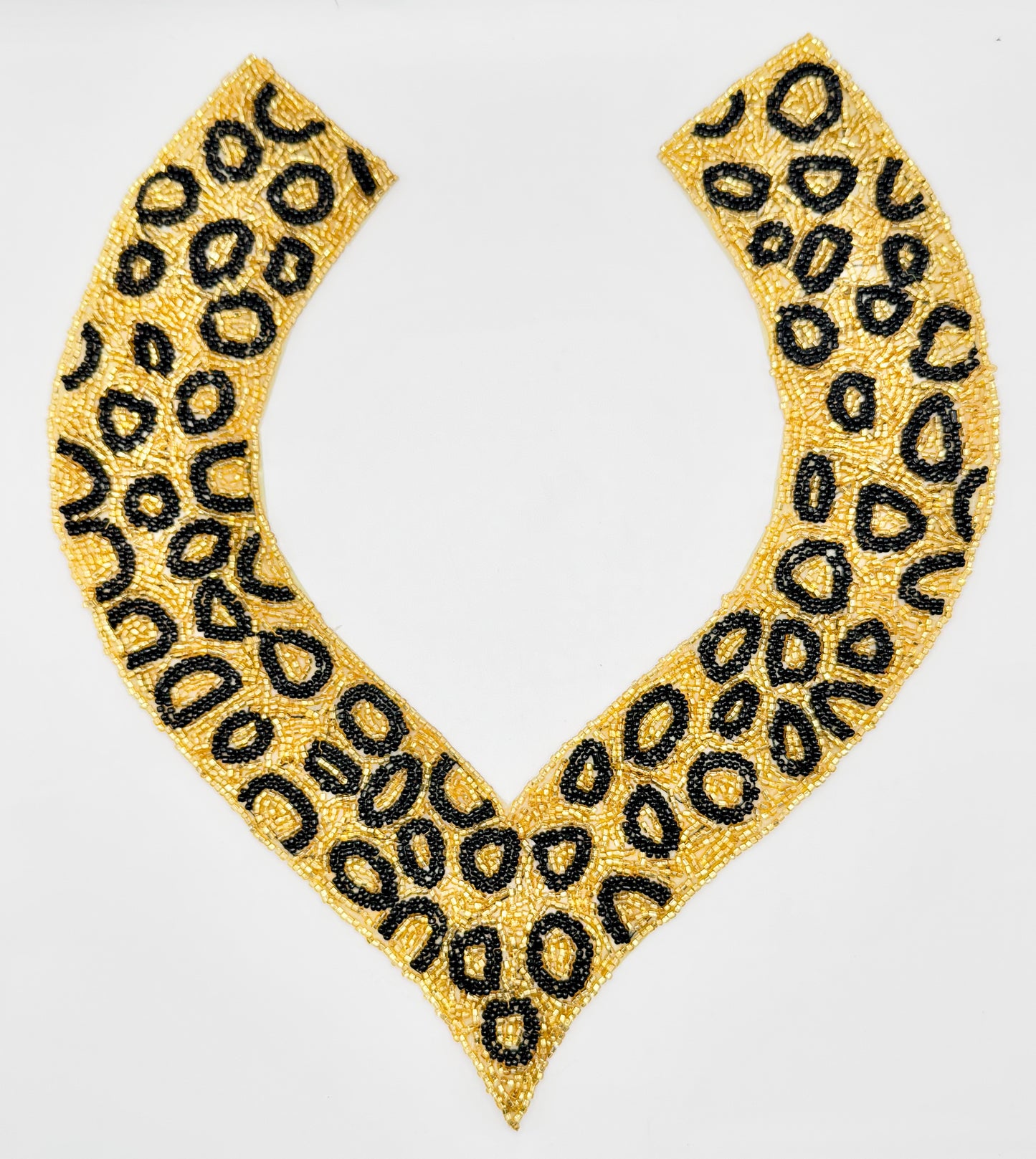 Designer Motif Neckline - Animal Print with Gold and Black Beads 11.5" x 10