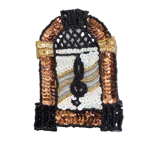 Juke Box Appliqué - Multicolored Sequins - Glass Beads 4.5" x 3"