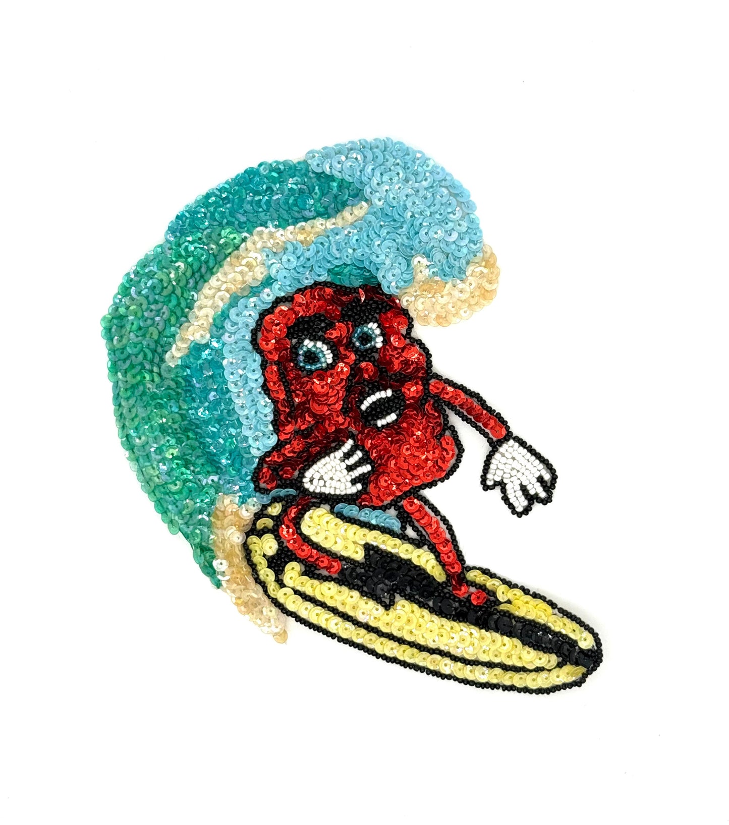 Surfing Red Raisin - Multicolored Sequins/Beads  7.5" x 6"