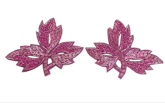 Par de hojas con cuentas fucsia 4.25" x 6"