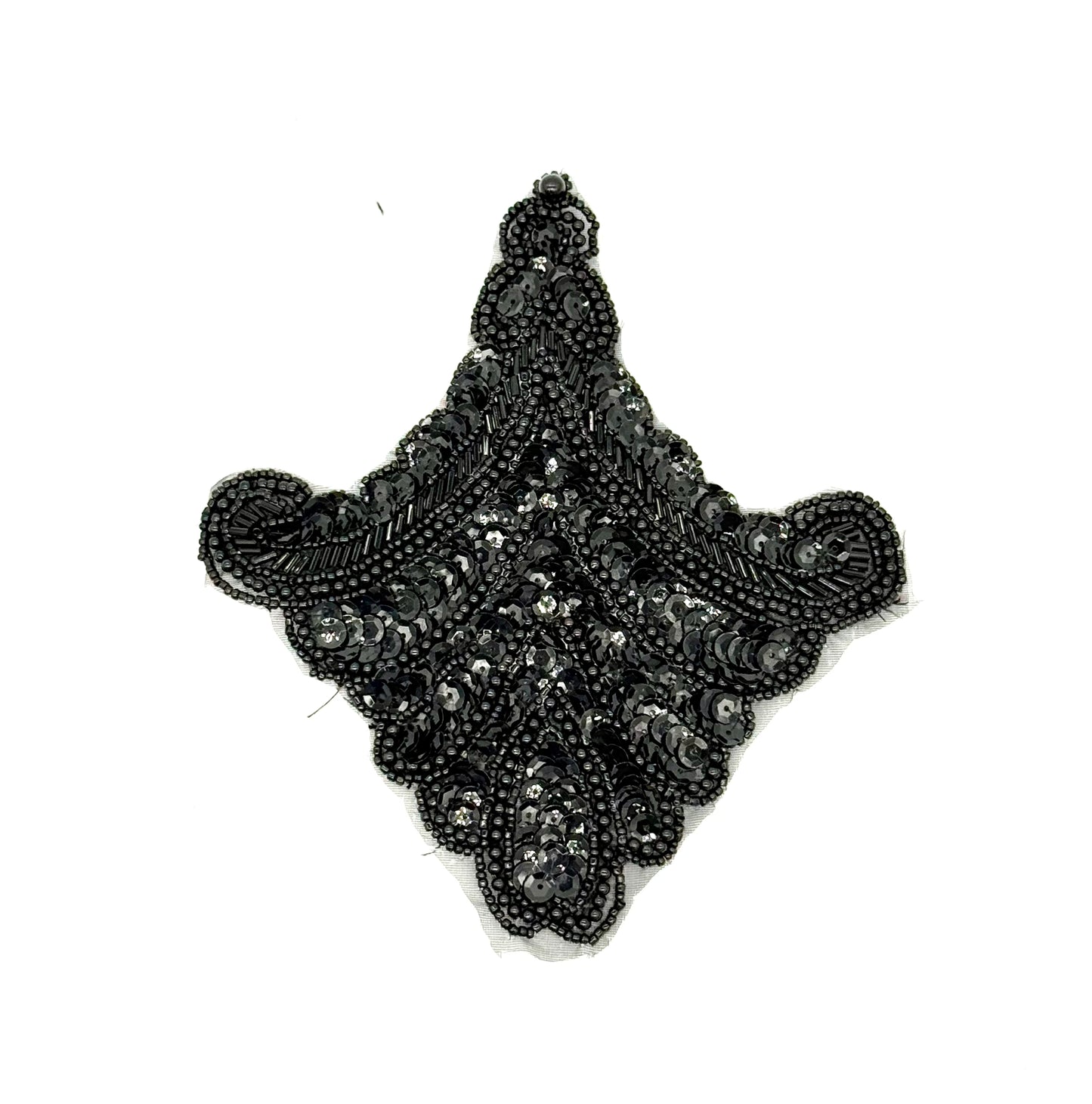 Hombrera - Lentejuelas/Cuentas Negras 8" x 6.5"