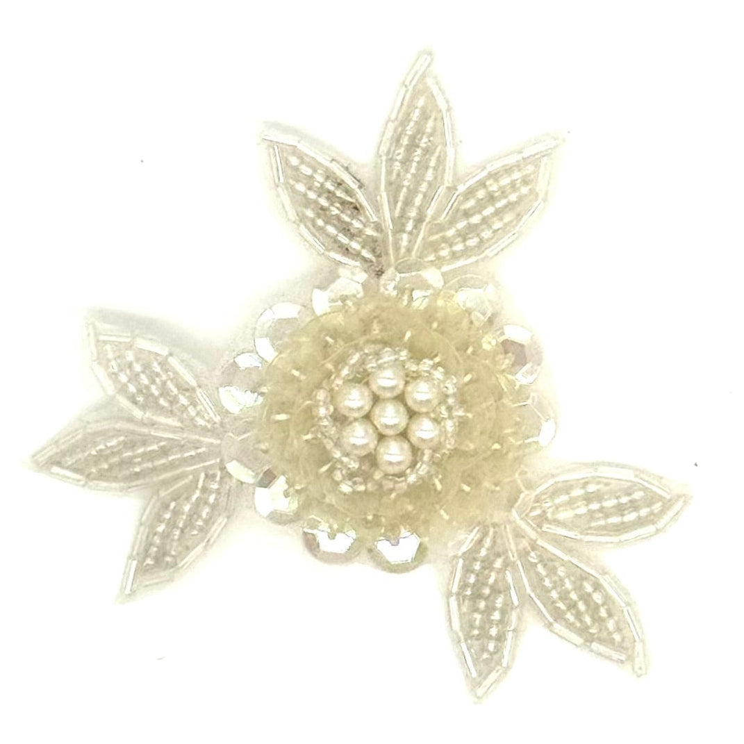 Iridescent Sequin & Glass Bead Flower Appliqué – 3"