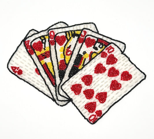 Royal Flush Card Set - All Beaded with First and Last Card Semi-Transparent 7.5” x 5”