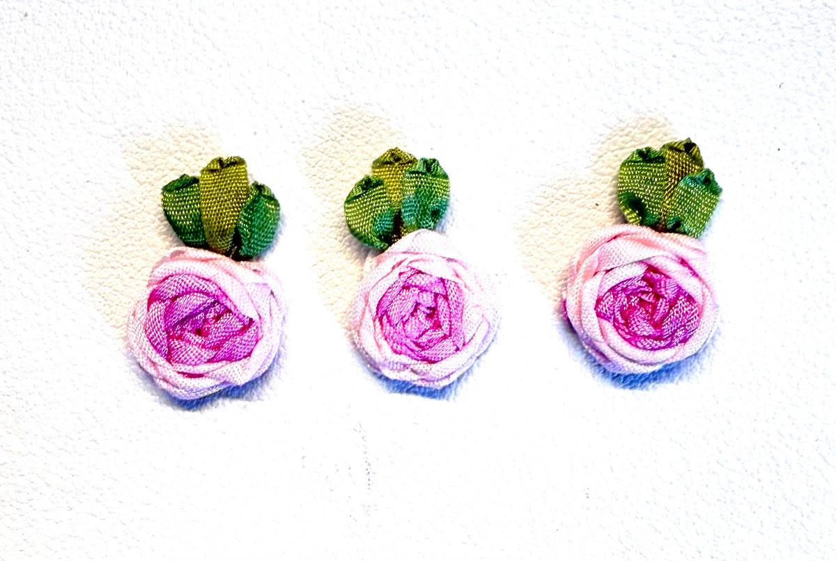 Pink Flower Embellishment Set of 5, Light or Dark Pink Center, 0.75 in