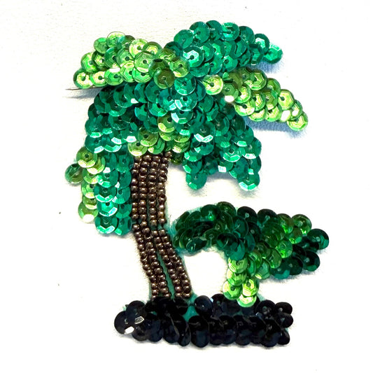 Palmeras con Lentejuelas y Cuentas Verdes y Bronce de 7.6 cm x 6.3 cm